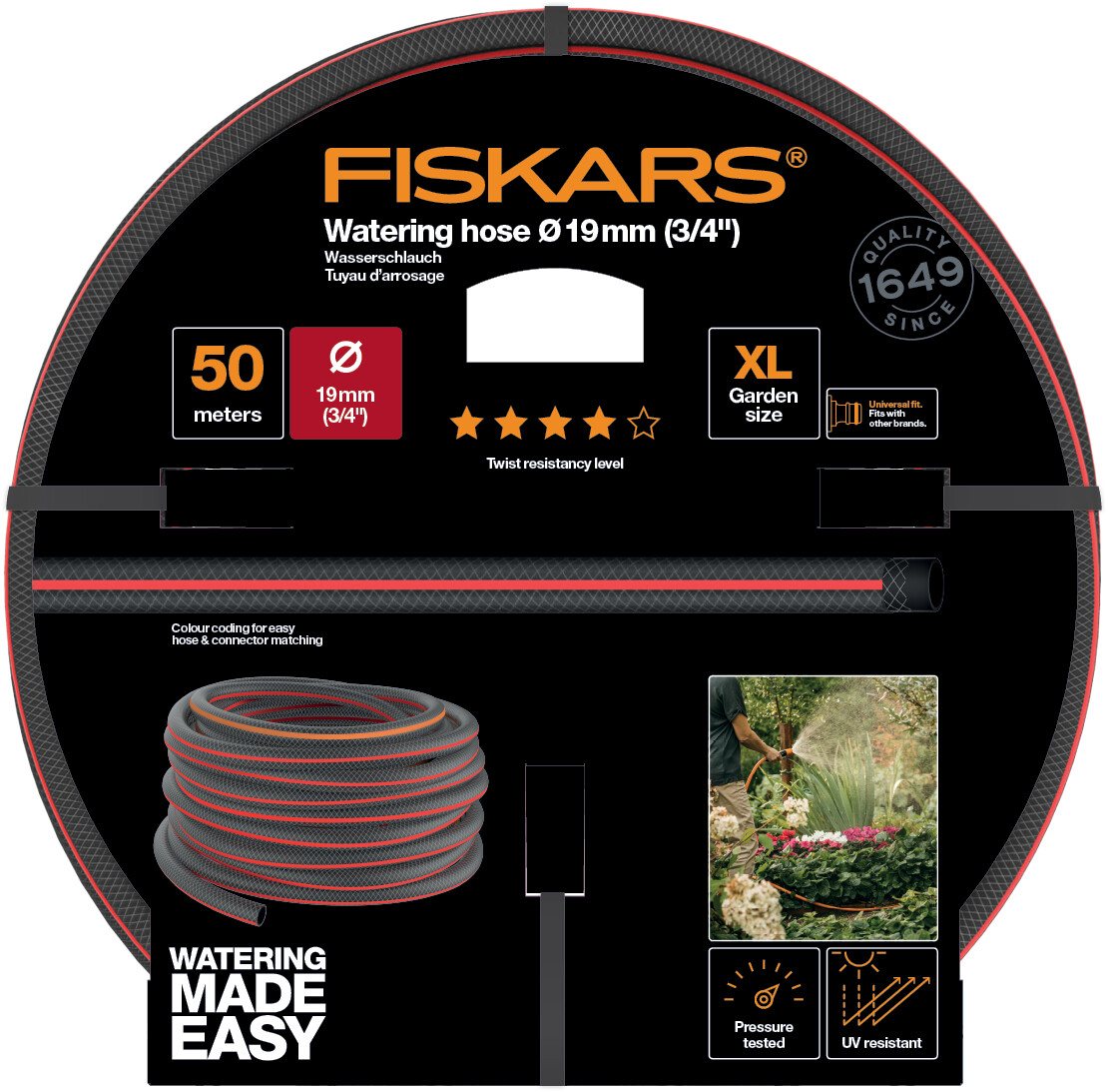 Fiskars locsolótömlő, 19 mm (3/4