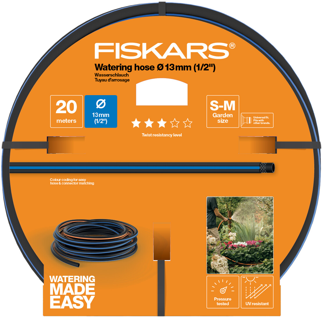 Fiskars locsolótömlő, 13 mm (1/2