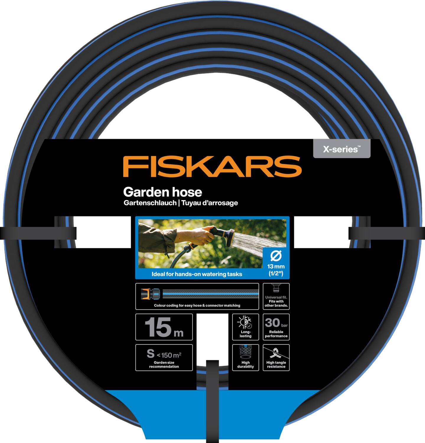 Fiskars X-series Kerti tömlő 13mm (1/2”) 15m