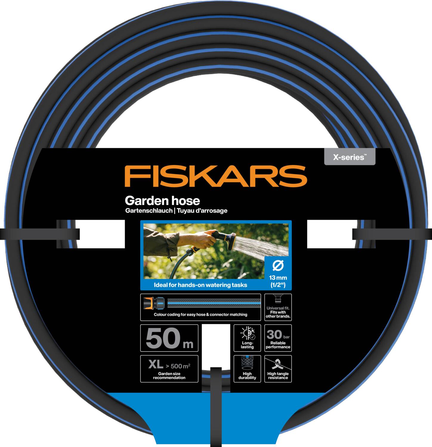 Fiskars X-series Kerti tömlő 13mm (1/2”) 50m