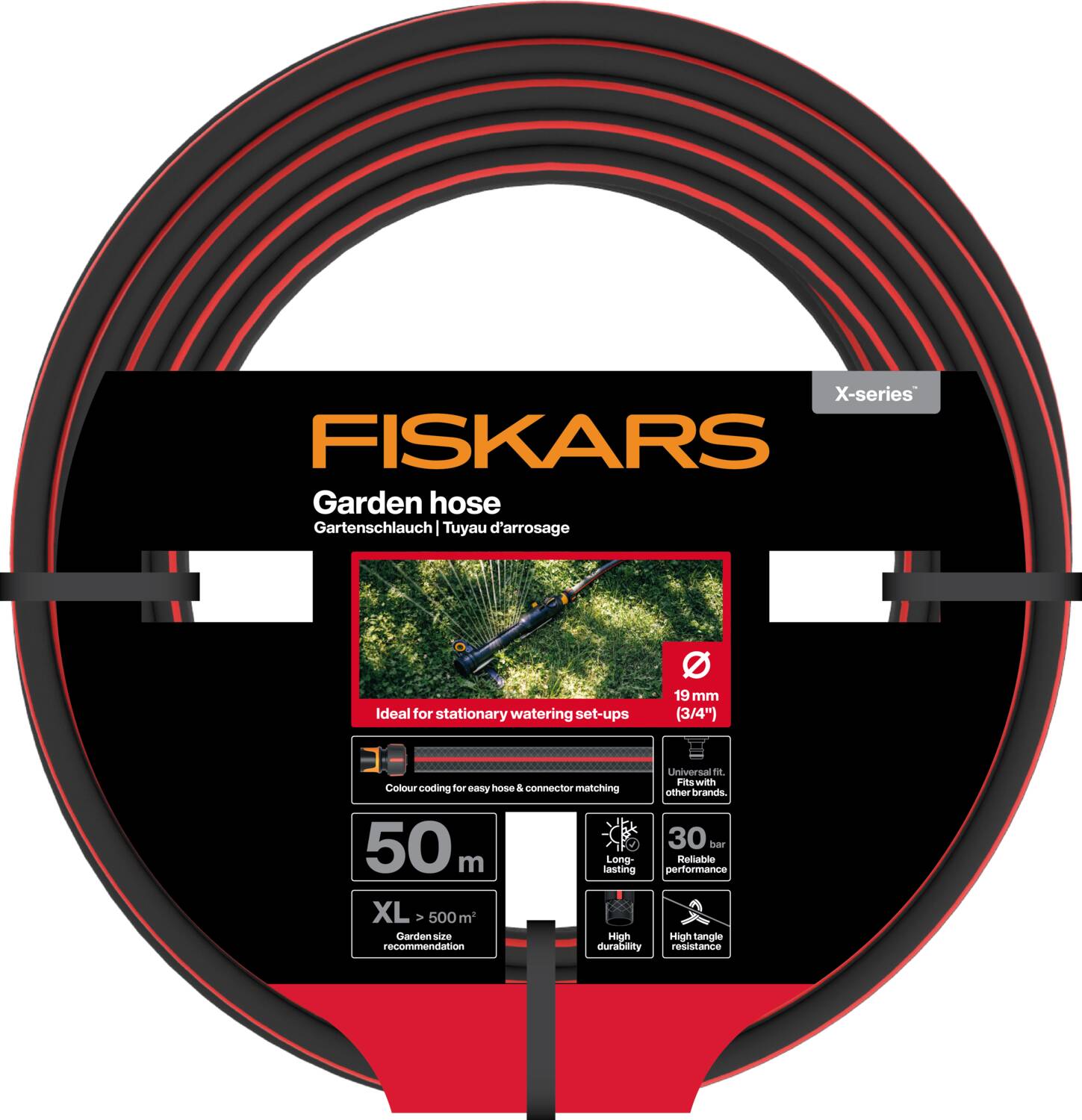 Fiskars X-series Kerti tömlő 19mm (3/4”) 50m