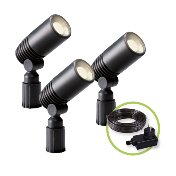 Garden Lights Alder szett, 3db spotlámpa, led, meleg fehér A+