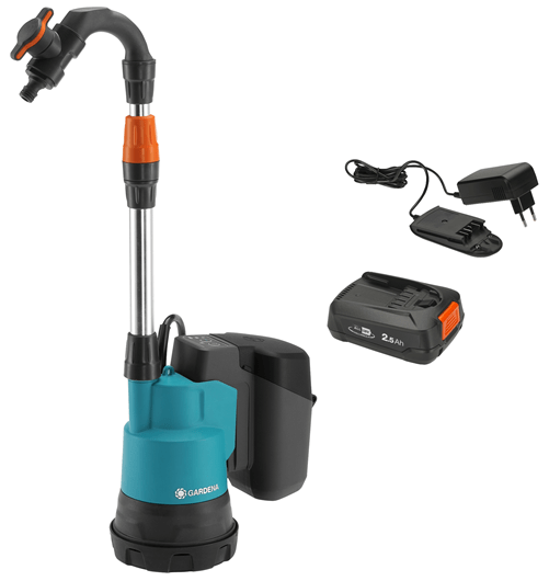 Gardena akkumulátoros hordóürítő szivattyú 2000/2 18V   P4A akkumulátorral