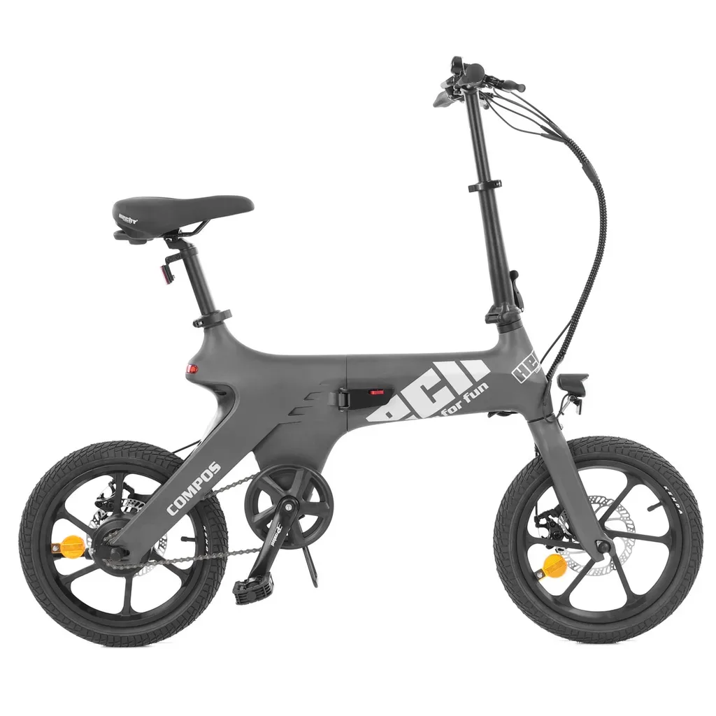 Hecht Compos Mini elektromos kerékpár, összecsukható, szürke ~ 62 km hatótáv