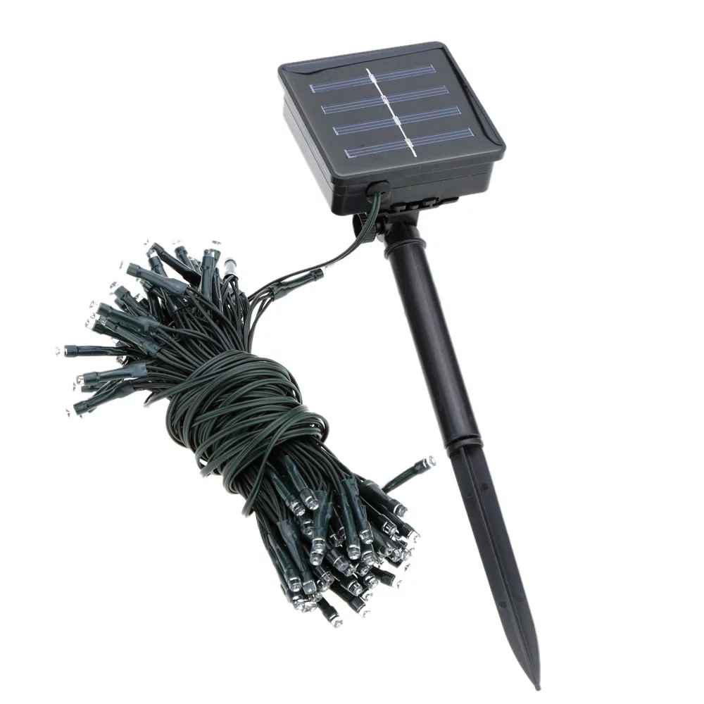 100 LED-es napelemes kerti fényfüzér, színes, 10 m