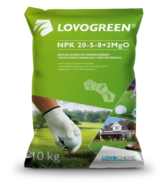 Lovogreen NPK 20-5-8 + 2 MgO tavaszi-őszi hosszúhatású gyepműtrágya - 10 kg