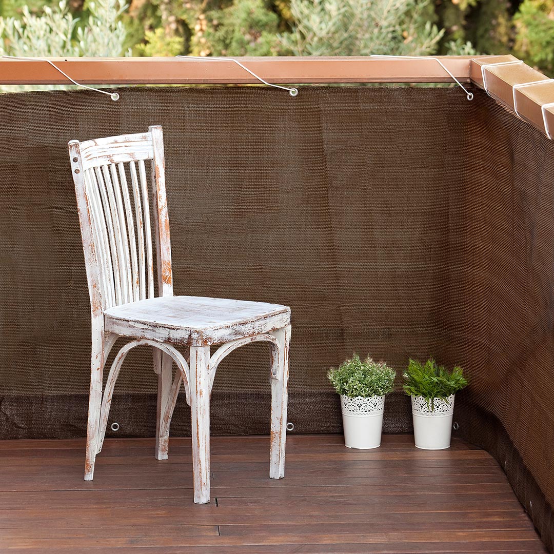 Nortene-Catral Mesh Balcony Easy erkélyháló, 160 g/m2, barna, 90 cmx 5 méter