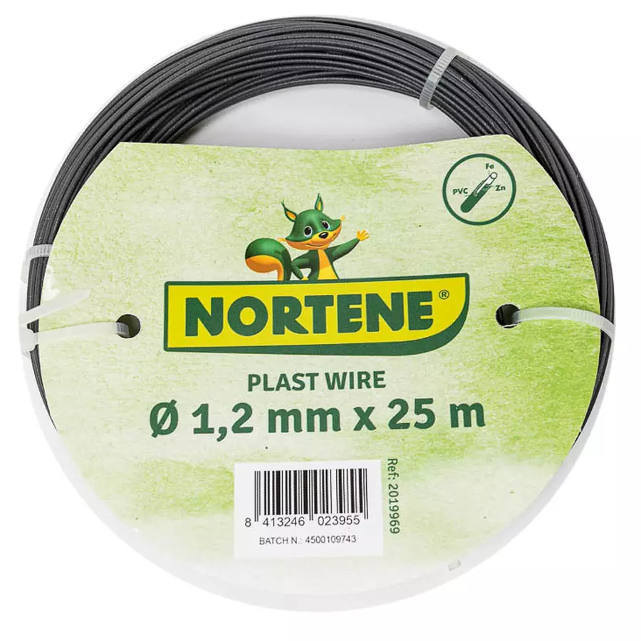 Nortene Plast Wire antracit színű, műanyag bevonatos galvanizált huzaldrót 1,2mm x 25 m