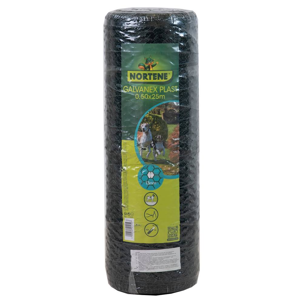 Nortene Galvanex Plast 3x csavart drótháló, 0,5x25m, zöld