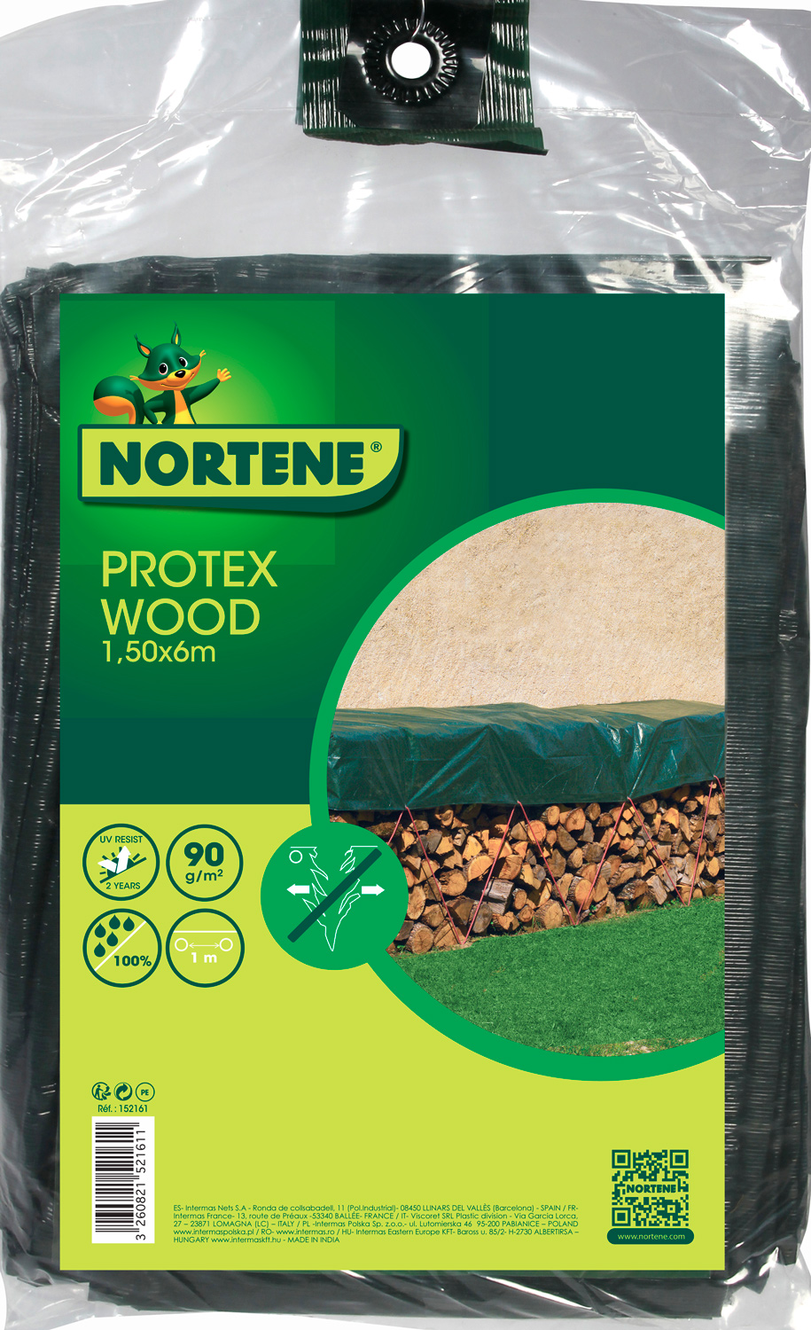 Nortene Protex Wood fahasáb takaró vízhatlan ponyva,  1,5 x 6 m