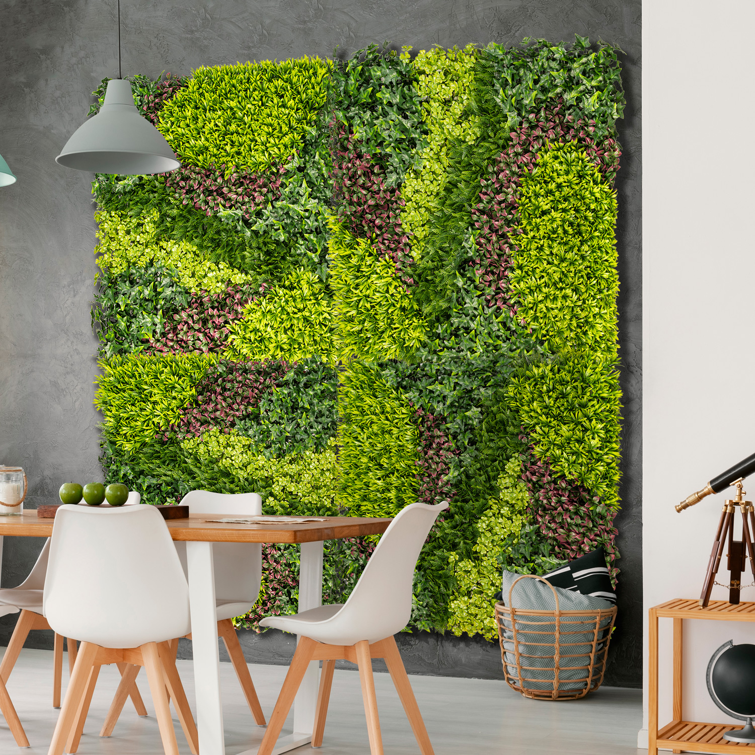 Nortene Vertical Costa műanyag zöldfal színes levelekkel és cikk-cakk mintával (100x100cm)