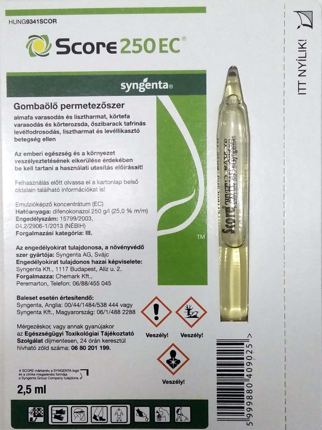 Score 250 EC gombaölő szer 2,5 ml