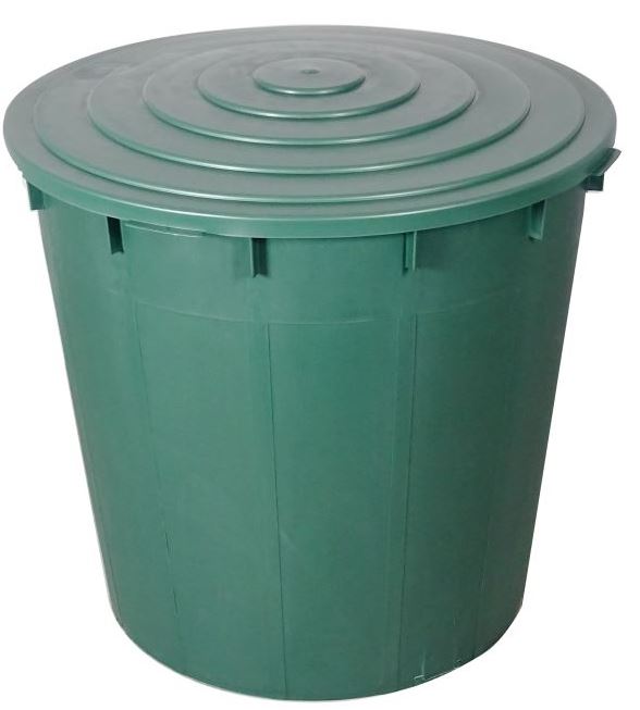 500 literes kerek esővízgyűjtő tetővel és 3/4