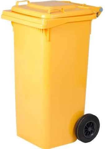Sárga kerekes szemetes szelektív kuka 120 liter