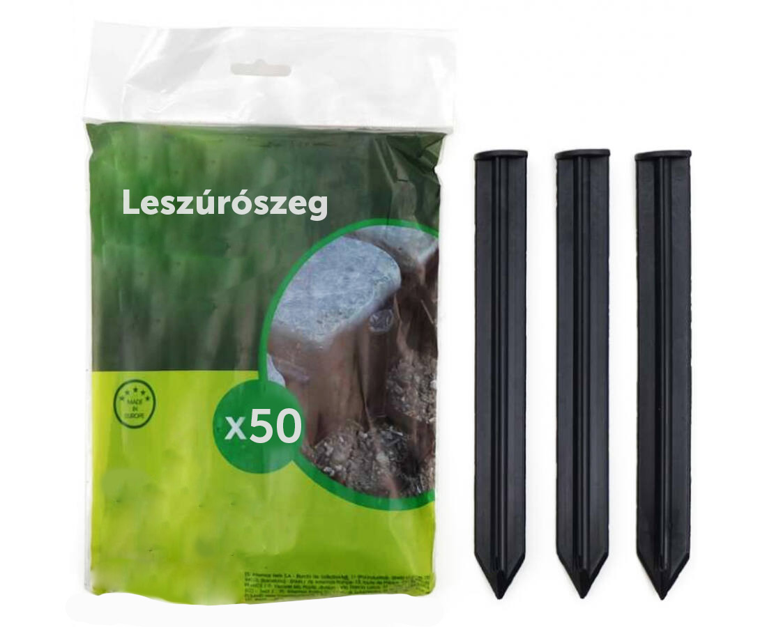 Leszúrószeg, rögzítőszeg ágyás-gyepszegélyhez, 25 cm x 50 db, fekete