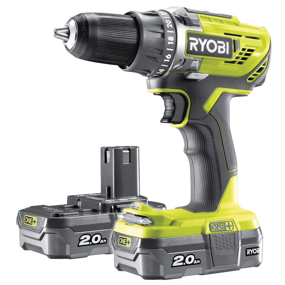 Ryobi R18DD3-242S 18 V nagyteljesítményű fúrócsavarozó, 1 x 4,0 Ah + 1 x 2,0 Ah akku, töltő, karton