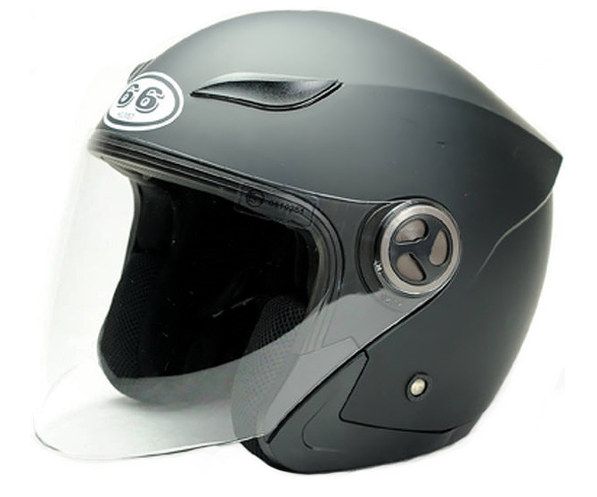 Helmet66 FG101 matt fekete nyitott bukósisak, S, 55/56 cm