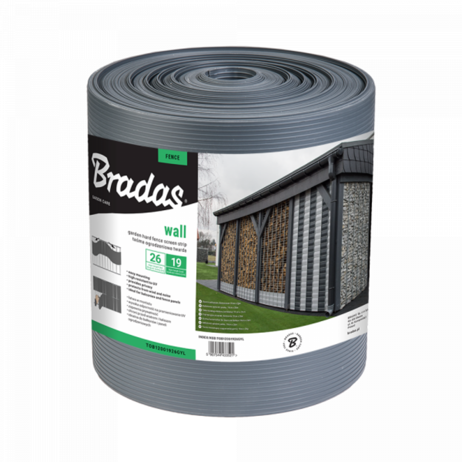 Bradas Kerítéstakaró szalag antracit 19 cm x 26 m, 1200 g / m2