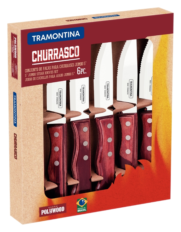 Tramontina jumbo steak kés, 6 db - piros