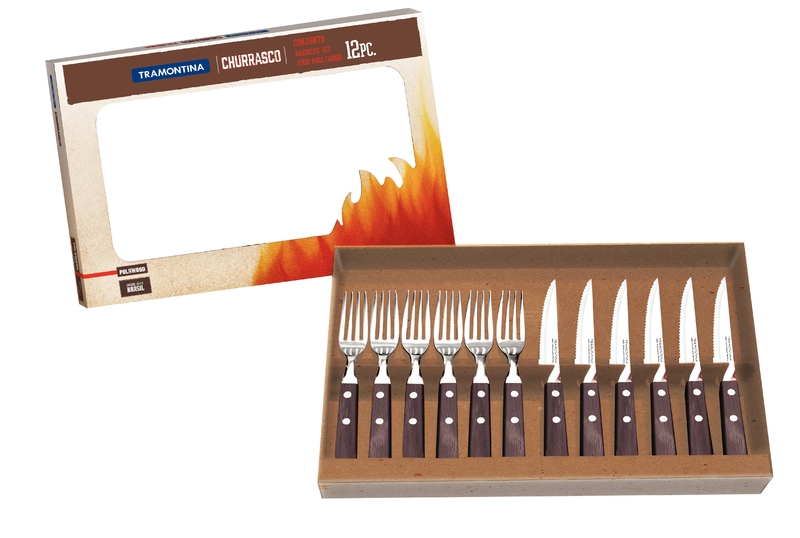 Tramontina steak-/pizza evőeszköz, 12 db - barna