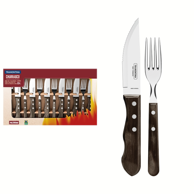 Tramontina jumbo steak evőeszköz, 12 db - barna