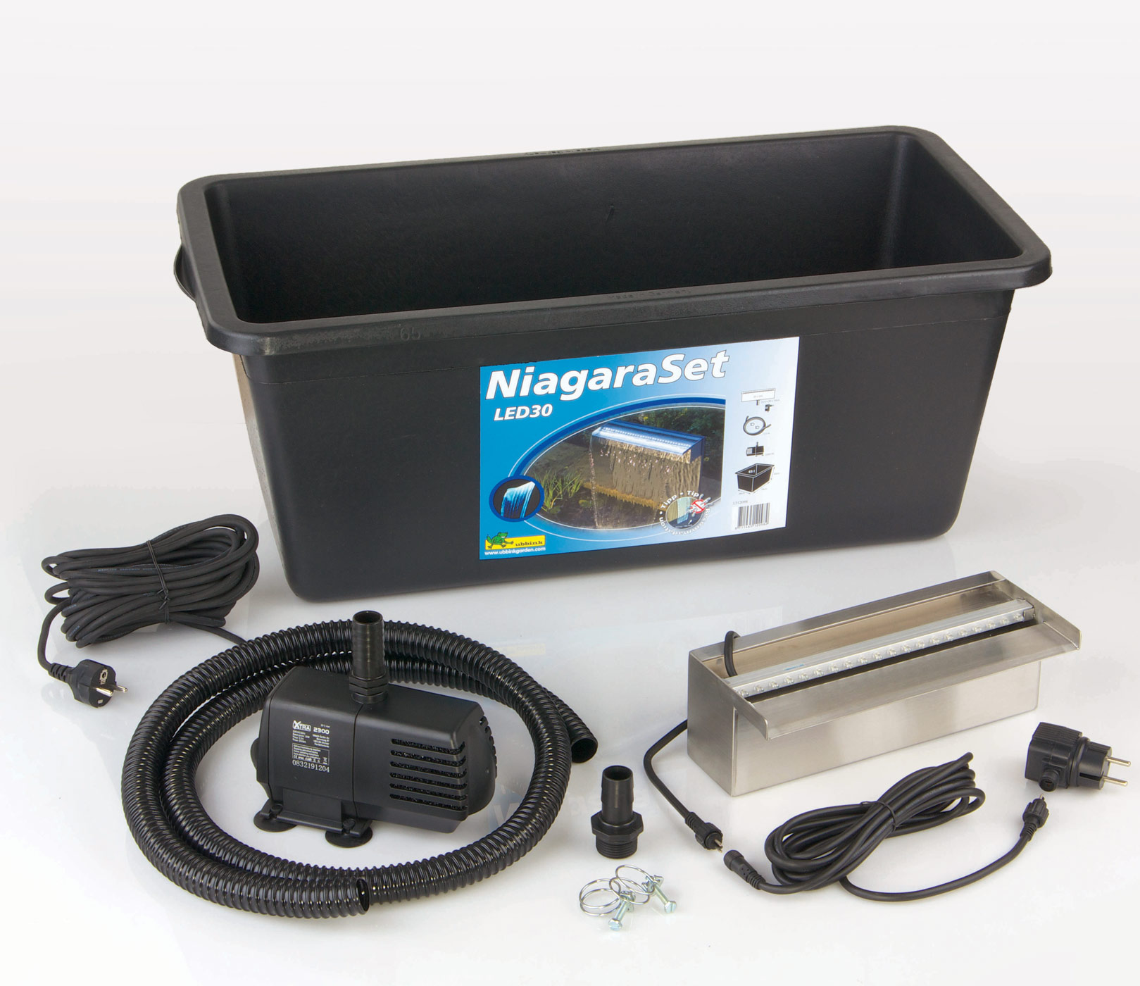 Ubbink Vízeséselem Niagara LED 30cm szett Xtra2300l/h pumpa+ Quadro I+ kiegészítők