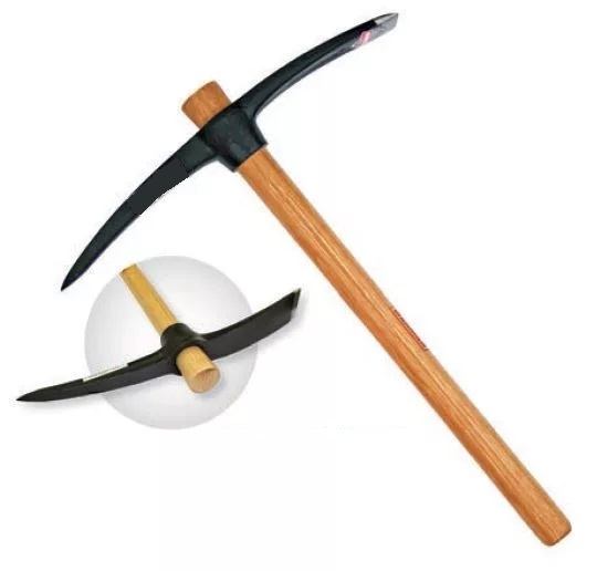 Varing kis csákány, kovácsolt vas, keményfa nyél 400 gr, 37 cm