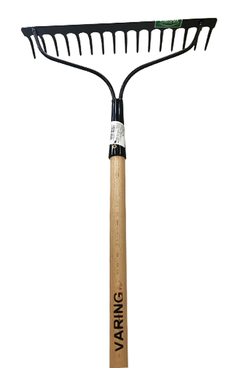 Varing gereblye, acél, keményfa nyél, 163cm, 16fog