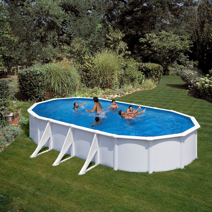 PONTAQUA WHITE 7,3x3,75x1,2m ovális fémfalas medence
