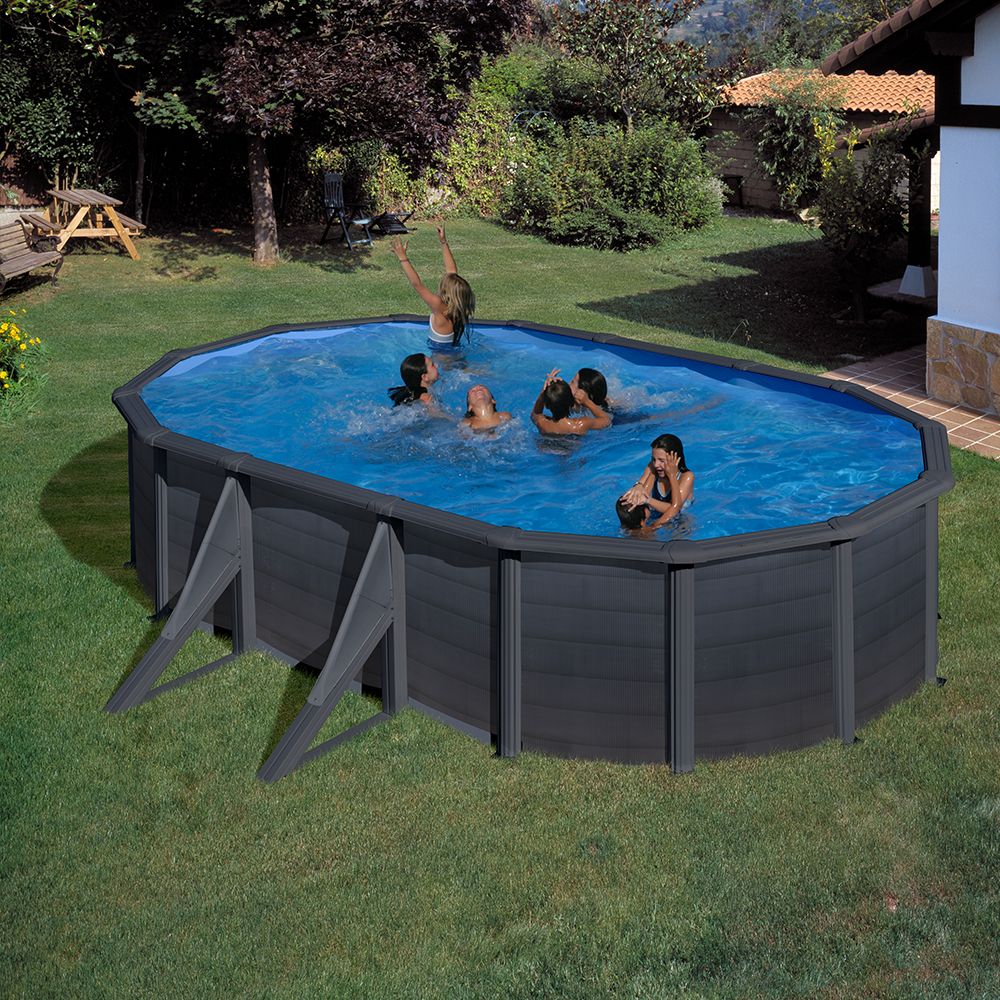 PONTAQUA GRAPHITE 5 x 3 x 1,2 m ovális fémfalas medence