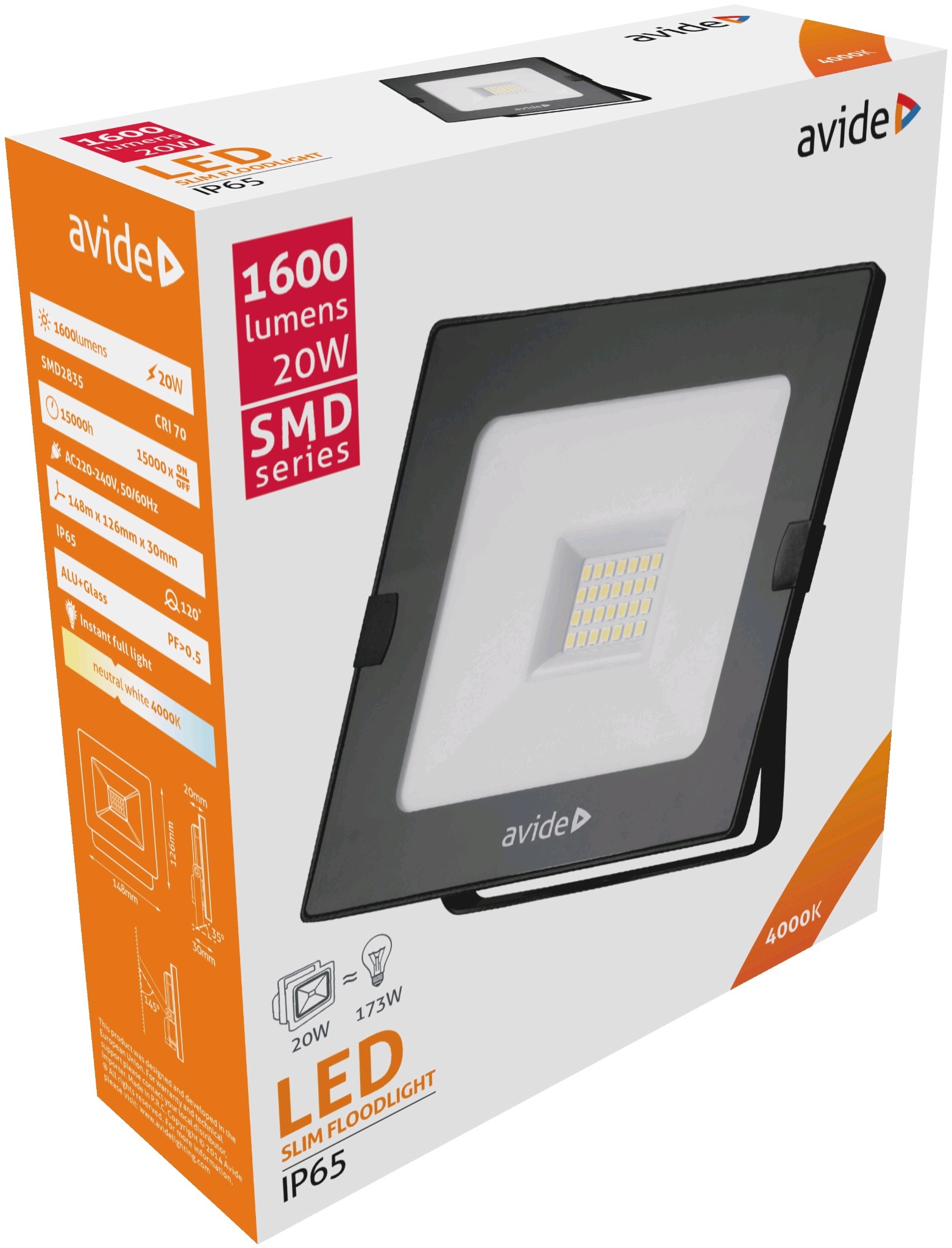 Avide LED Reflektor Slim SMD 20W NW 4000K
