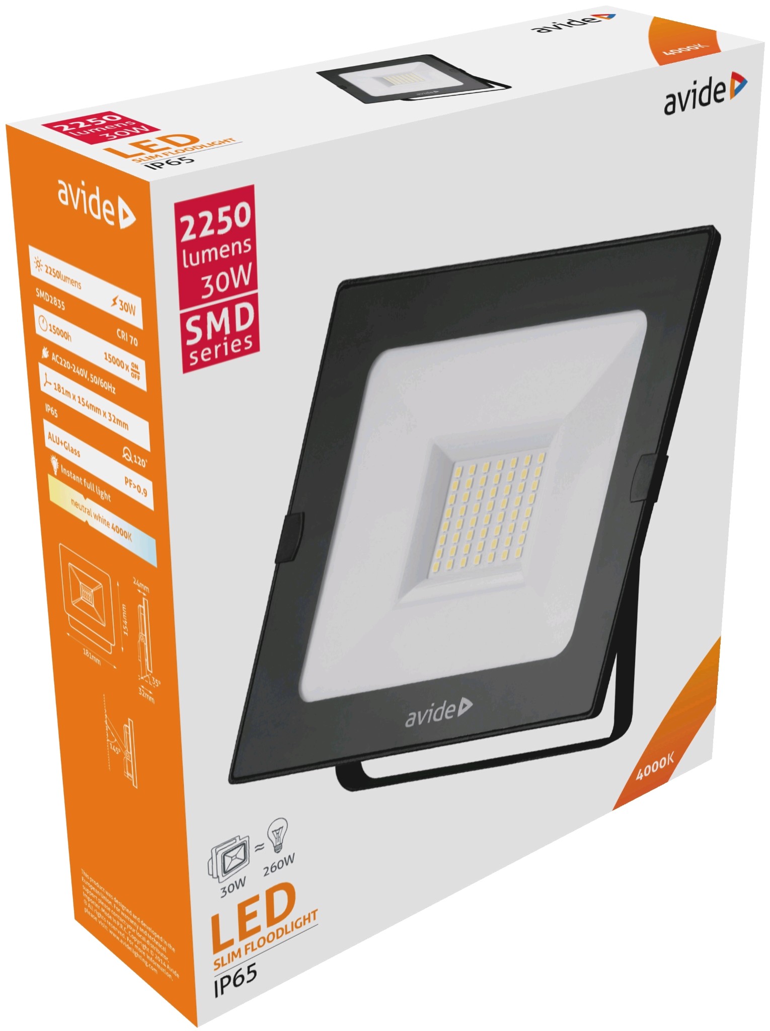 Avide LED Reflektor Slim SMD 30W NW 4000K