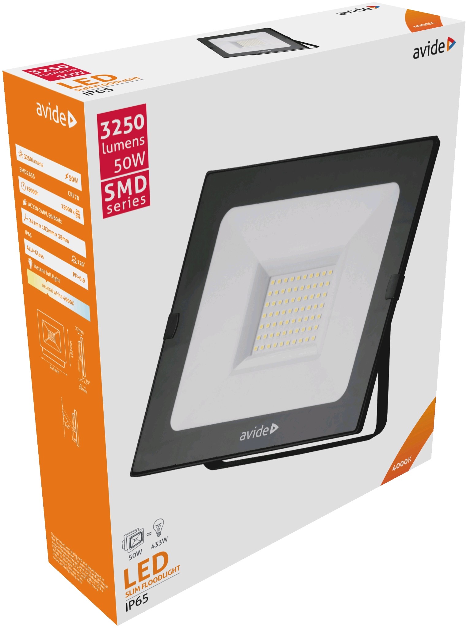 Avide LED Reflektor Slim SMD 50W NW 4000K