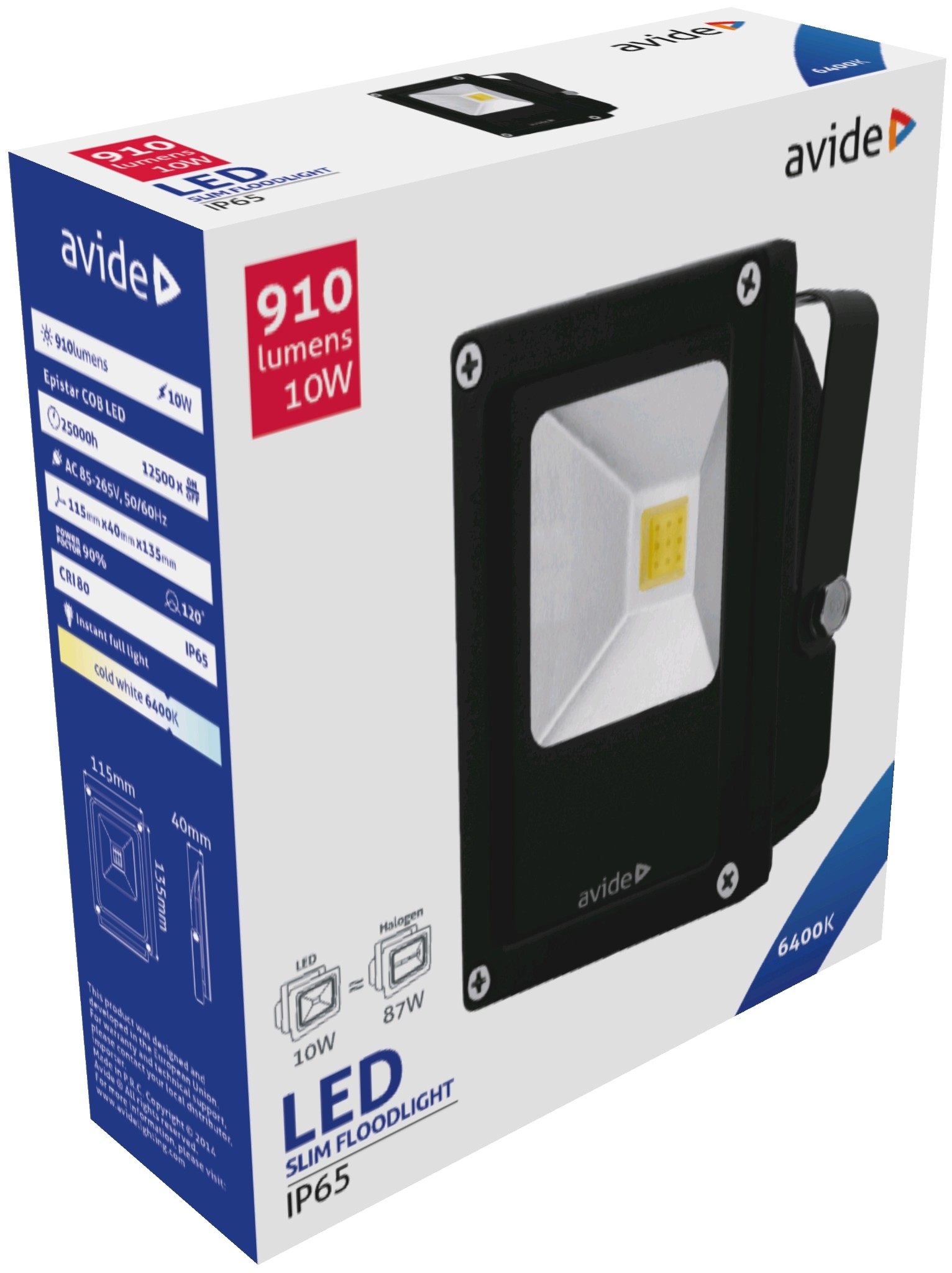 Avide LED Reflektor Slim 10W CW