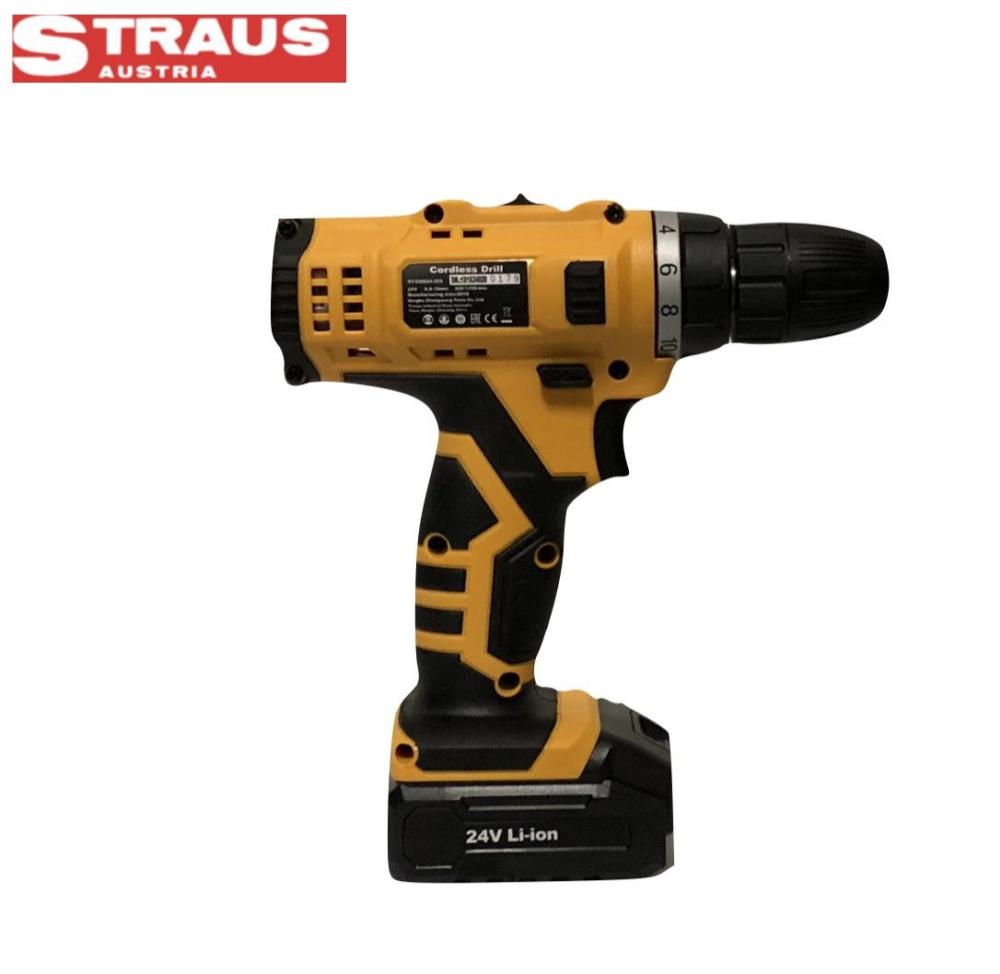 Straus 92 részes akkus fúró-csavarozó készlet, 24V, 2db akkuval ST/CDD24-092