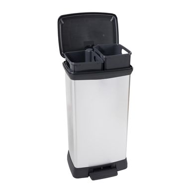 Curver Deco-bin pedálos szemétgyűjtő, ezüst, 2x23 l