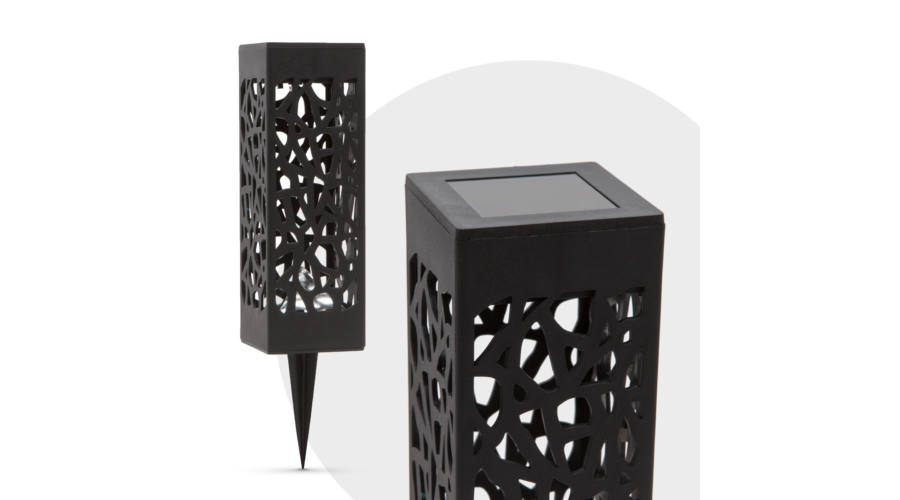 LED szolár lámpa design rácsos, fekete 19 cm