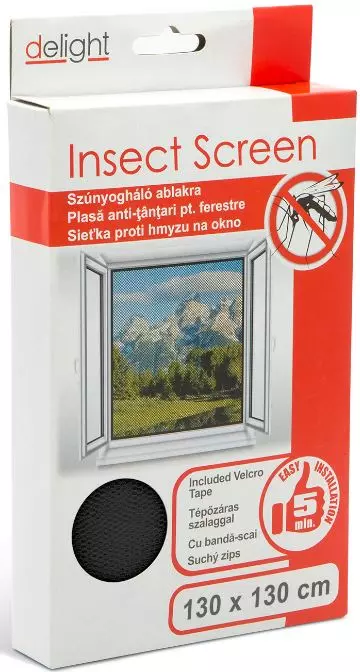 Szúnyogháló ablakra 130 x 130 cm fekete
