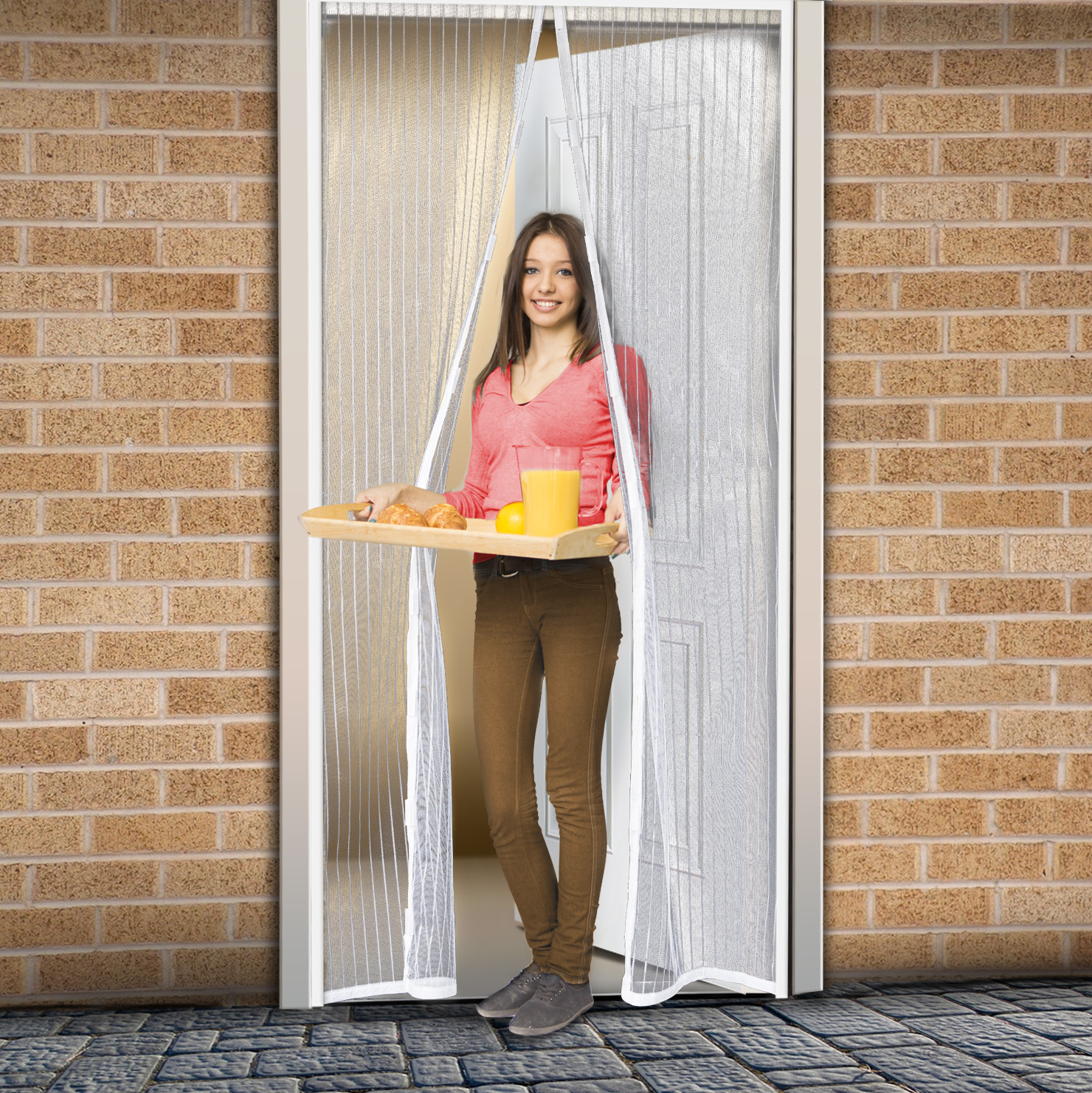 Szúnyogháló ajtóra 100x210 cm, 2-részes mágneses záródással, fehér