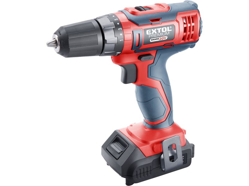 Extol akkus fúró-csavarozó, 20V, 1db 1500mAh-ás akkuval, töltővel
