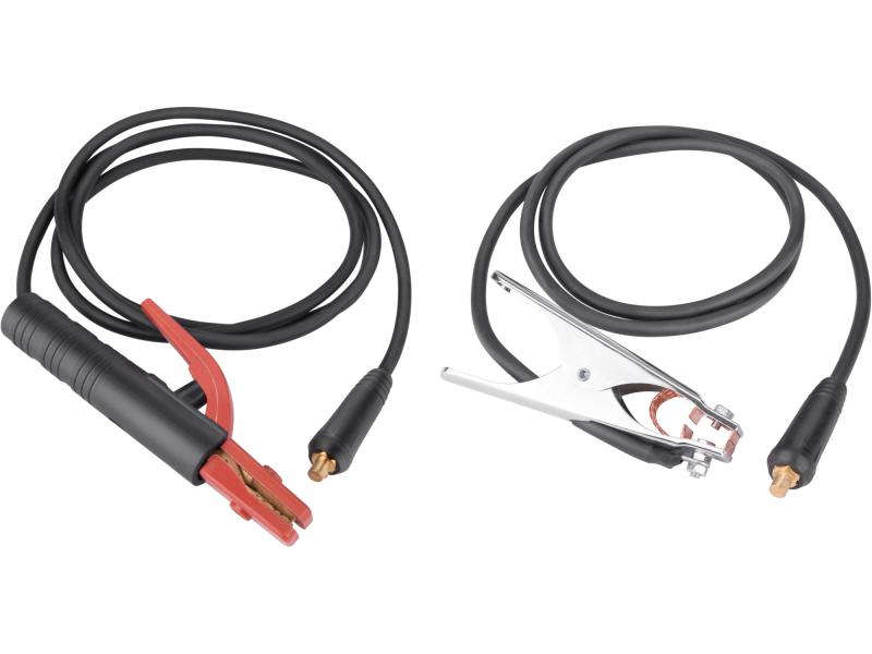 Extol hegesztő kábelpár, földelőkábel csipesszel + munkakábel elektródafogóval, 120A, 3m, 16mm2, csatlakozó: 10-25