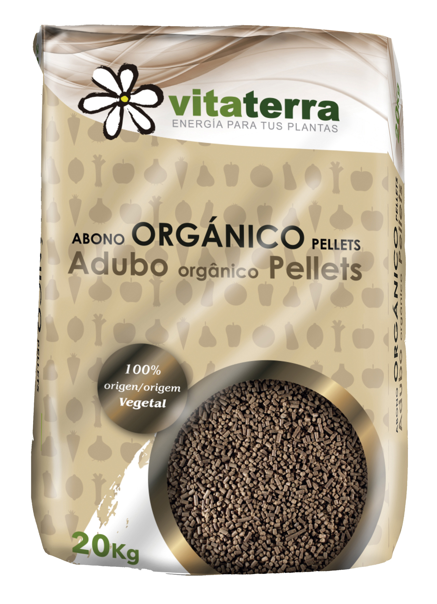 Mirat Vitaterra Organico peletált szerves komposzt EK műtrágya 6-8-10 (Ca-Mg) 12-6 +Bór + vas + mangán cink 20 kg