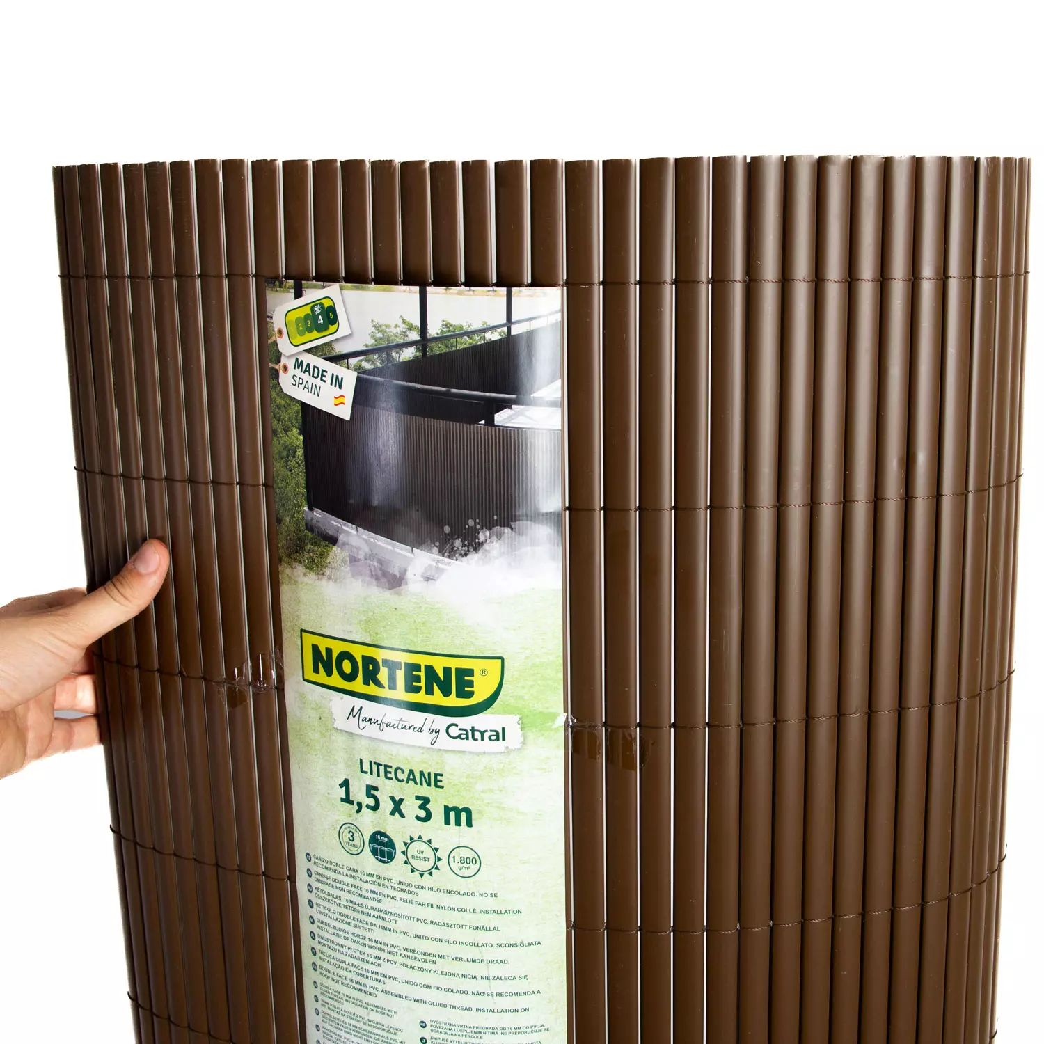 Nortene-Catral Litecane ovális profilú műanyag nád, 1,5x3m, barna