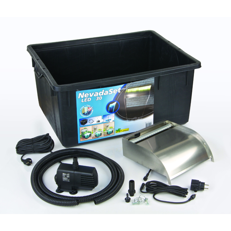 Ubbink Vízeséselem Nevada LED 30 cm szett + pumpa Xtra 2300 + Quadro I + kiegészítők