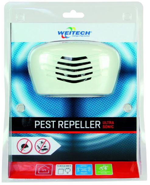 Weitech ultrahangos kártevő riasztó 140 m2/hálózatról és elemmel is működik